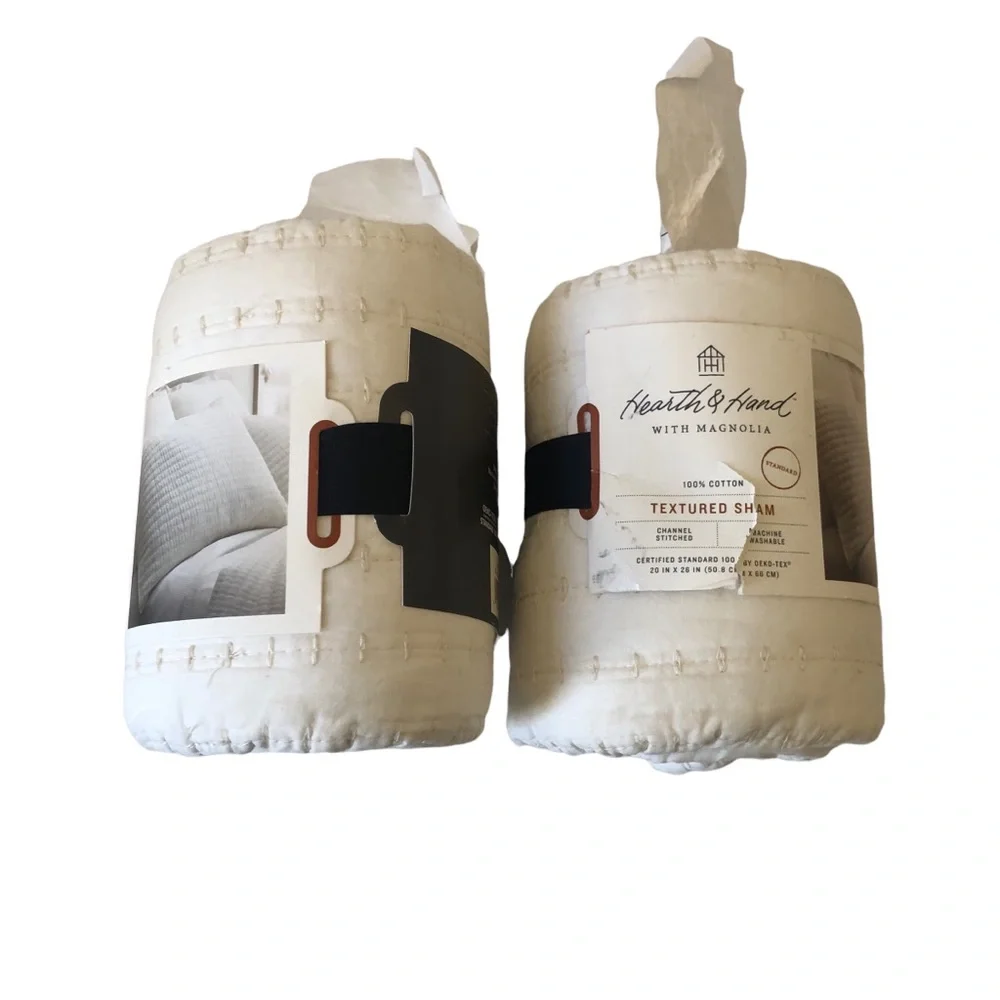 2 Hearth & Hand Magnolia Standard Solid Texture Pillow Shams Chip Joanna Gaines - Picture 5 of 10